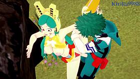 Shino and tomoko in intense scene from my hero academia