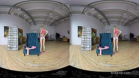 i watch this lovely blonde amateur with big natural tits stripping slowly in vr teasing me