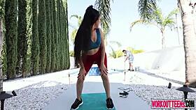 selena ivy with her fit body and big ass gives a blowjob while riding a big cock in cowgirl position