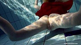 Russian teen Lucie dives naked in the pool 😍