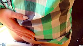 Hot milf pulls up her panties full of cum! So messy and hot!