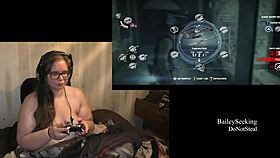 Naked bbw plays with her big ass monster