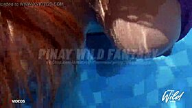 Big-boobed wife enjoys solo pool time and self-pleasure