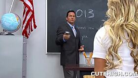 Gorgeous student persuades a teacher!