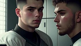 Two football players suck and jerk off after game, twink gay cum on cocks