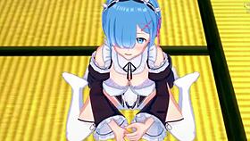 Rem guides your handjob in romantic re zero