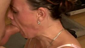 Adrienn, a brunette MILF enjoys a hardcore facial and blowjob scene