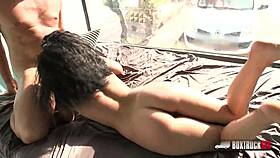 beautiful spanish aysha gets cumshot on big ass in public