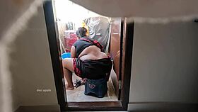 young boy jerks cock in front of indian maid swathy, flashing his dick.