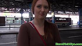 a redhead teen gets jizzed on by a stranger in public