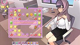 tsundere milf teases with massive tits in hentai game