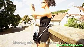 euro girl in glasses gets a surprise from neighbor