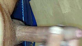 Gay guy masturbating in hotel, ejaculating cum on floor