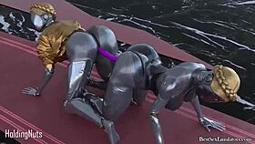 Hot game with the beautiful ballerina twins in 3D XXX video