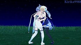 i watch lumine keqing and mona in intense lesbian futanari sex