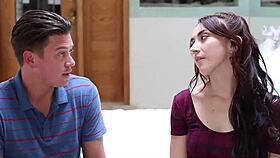 stepbrother catches stepsister masturbating then they have anal sex with handjob