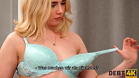 Debt4k curly blonde gets drilled by debt collector