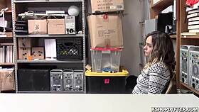 Aften Opal feels passion as Jason feeds her huge cock at work