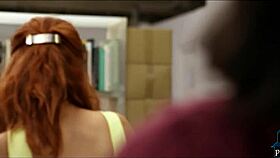 Redhead student fucks guy in study room 😏