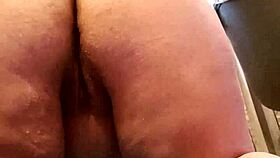 chubby girl intensely masturbating with dildo