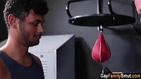 Gay Stepdad And Stepson Working Out Then Fucking With Taboo Anal Action