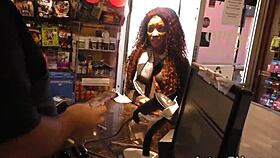 Busty Ebony Babe September Reign Sucking Cock Through Glory Hole