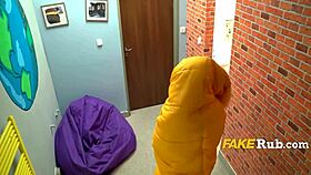 christmas gift arrives, big titted babe gets oral and riding in dorm threesome with spanking 😍