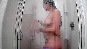 Watch Raven Grey's shaved pussy in the shower?