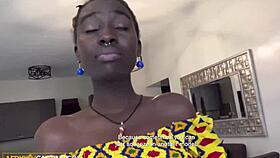 Wow, tall ebony babe deepthroats big cock in fake casting!