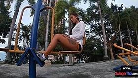 she gives him a blowjob after workout