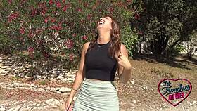 hey lexie the sexy brunette is getting excited for some outdoor assfucking with small tits