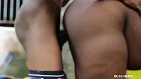 My hot ebony neighbor begs for doggy fucking and creampie outdoors. Does she like it?