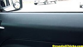 Cumshot explosion with a blonde during intense outdoor sex in close-up POV action.