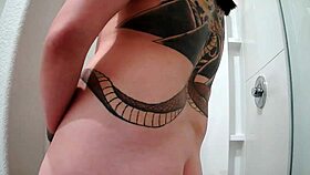 Watch Raven Grey's shaved pussy in the shower?