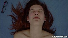 Redhead amateur explores solo body in homemade Czech reality setting