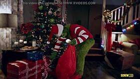 grinch xxx parody with teen in stockings and lingerie