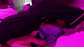 I blindfolded the beautiful petite police officer girlfriend in uniform on the bed, craving blowjob, cunnilingus, and creampie.