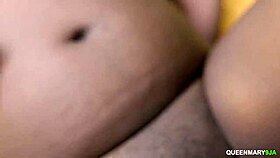 My hot ebony neighbor begs for doggy fucking and creampie outdoors. Does she like it?