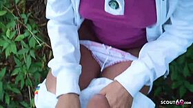 18 jahre junge sch�lerin zum bj f�r taschengeld auf spielplatz �berredet - german teen 18+