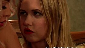 Lesbian slave punished with strapon by mistress in bondage humiliation.