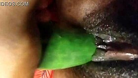 Cyndy Blackslave Cucumber Fuck With Squirt - Ebony Pussy Squirting In BDSM Close-Up