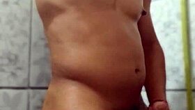 Gay Amateur Masturbates in Bathroom Solo Session