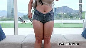 curvy brunette with thick ass gets slammed during her debut casting session