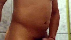 Gay Amateur Masturbates in Bathroom Solo Session