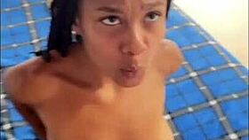 Stunning Venezuelan Ebony Teen Sucks and Swallows Massive Black Cock