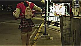 beauty tranny flashes upskirt in public with bold outdoor style.