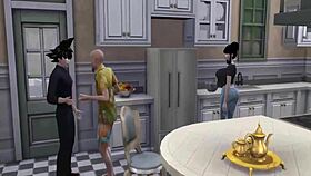 Chichi gets sexually trained by perverted Roshi while her cuckold husband watches