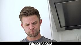 Hey, this blonde employee is seducing her boss with those tight shorts! 😏