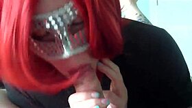 Mature redhead milf wife amateur sucking big monster cock in homemade setting passionately