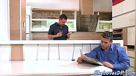 Euro Babe Threesome Fucked Doggy Style